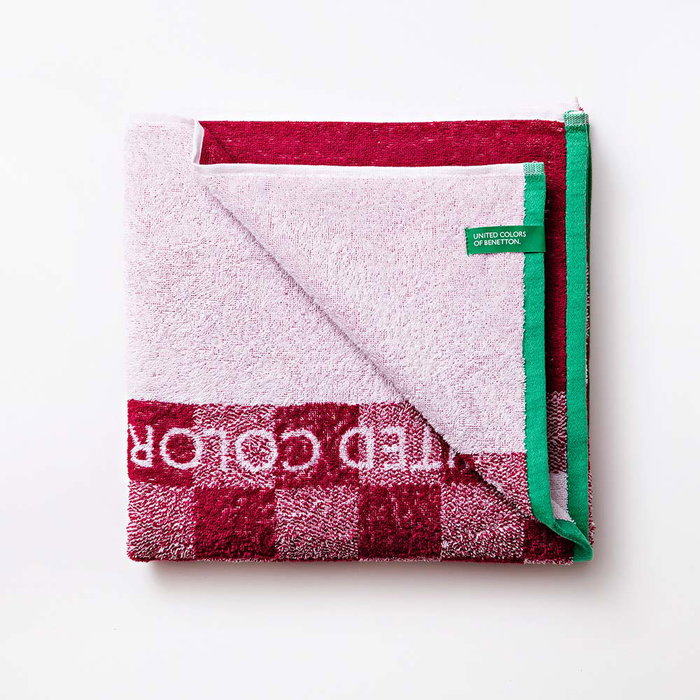 Toalla de Playa Benetton Squares Rosa (70 x 140 cm)