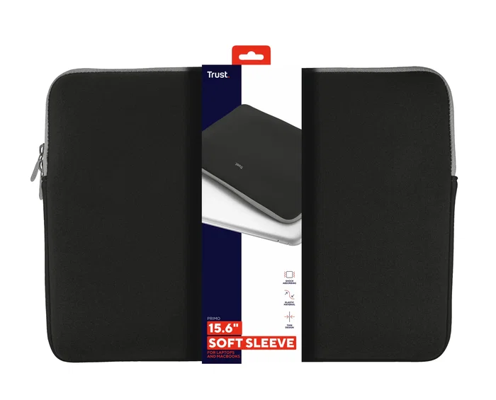 Trust 21248 Funda de neopreno viscoelástico para portátil, ultrabook o Macbook hasta 15.6 pulgadas (39.6 cm) - Negro - Protectora contra golpes y arañazos