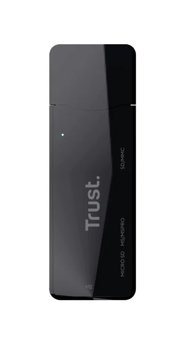 Trust NANGA 21935 - Lector de tarjetas de memoria externo USB 3.2 Gen 1 (5 Gbps) Type-A, compatible con SD, microSD y MS, color negro