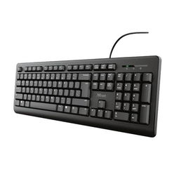 Trust Tk150 Teclado de Tamaño Completo, Tecleado Silencioso, Diseño Compacto y Resistente a los Vertidos, Cable USB de 1.8 m, Compatible con Windows, macOS y Chrome OS