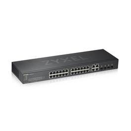 Zyxel Switch GS1920-24v2 24 Puertos Gigabit Managed Smart 4 SFP Combo, 56 Gbit/s, Montaje Rack, Negro, Modelo GS1920-24V2-EU0101F