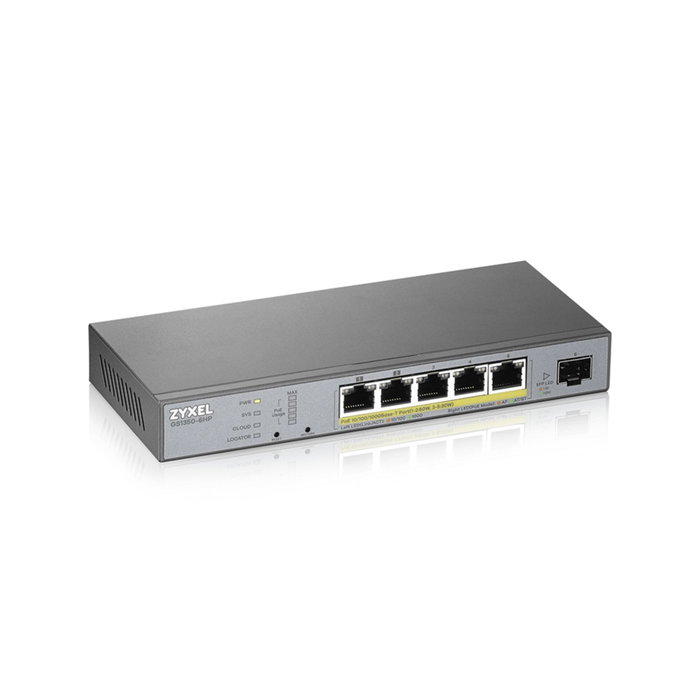 ZyXEL GS1350-6HP-EU0101F Switch de 6 puertos con 5 puertos PoE y 1 puerto SFP ZyXEL GS1350-6HP-EU0101F Switch de 6 puertos con 5 puertos PoE y 1 puerto SFP
