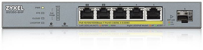 Zyxel GS1350-6HP Switch 6 puertos con 1 año de Nebula Pro Zyxel GS1350-6HP Switch 6 puertos con 1 año de Nebula Pro