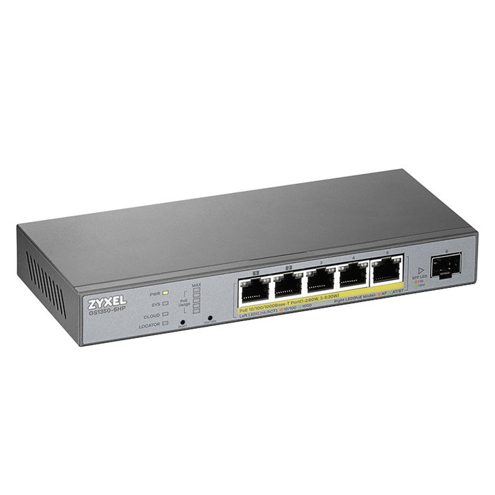 Zyxel GS1350-6HP Switch 6 Puertos PoE 60W Gigabit para Videovigilancia Zyxel GS1350-6HP Switch 6 Puertos PoE 60W Gigabit para Videovigilancia