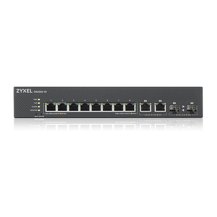 Zyxel GS2220-10-EU0101F Switch L2 Gestionado Rack 10 Puertos Gigabit (10/100/1000), 20 Gbit/s, Sin Ventilador, PoE No