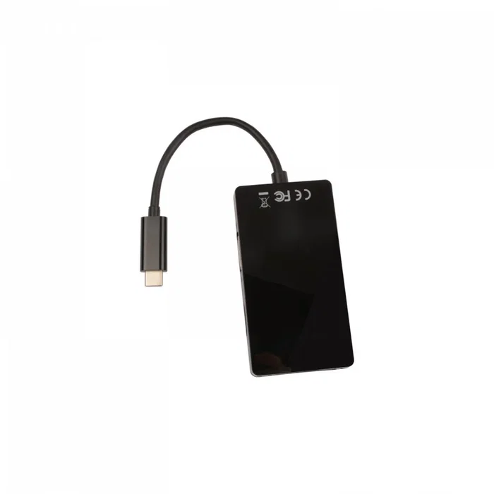 V7 Adaptador Gráfico USB-C a VGA/DVI/HDMI V7UC-VGADVIHDMI-BLK - 4K UHD 3840x2160, USB 3.2, Negro