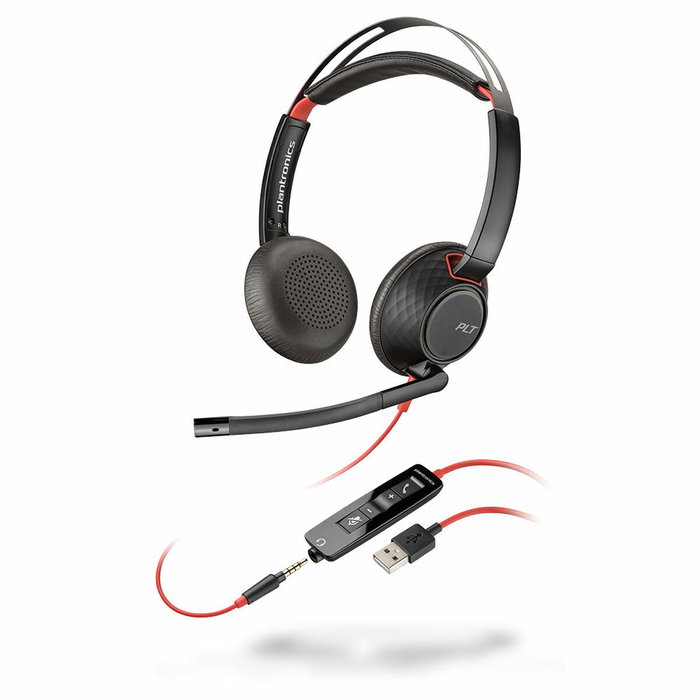 HP Poly Blackwire 5220 Auriculares Diadema Binaural con Micrófono Negro/Rojo