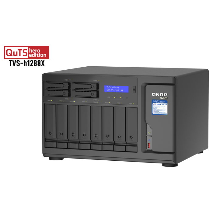 QNAP TVS-h1288X-W1250-16G NAS de Torre de 12 Bahías con Procesador Intel Xeon W-1250, 16 GB RAM DDR4, ZFS, 10GbE