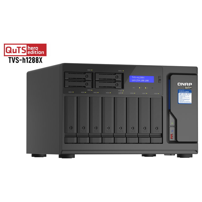 QNAP TVS-h1288X-W1250-16G NAS de Torre de 12 Bahías con Procesador Intel Xeon W-1250, 16 GB RAM DDR4, ZFS, 10GbE