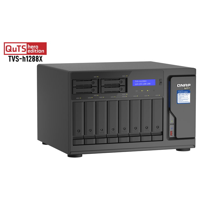 QNAP TVS-h1288X-W1250-16G NAS de Torre de 12 Bahías con Procesador Intel Xeon W-1250, 16 GB RAM DDR4, ZFS, 10GbE
