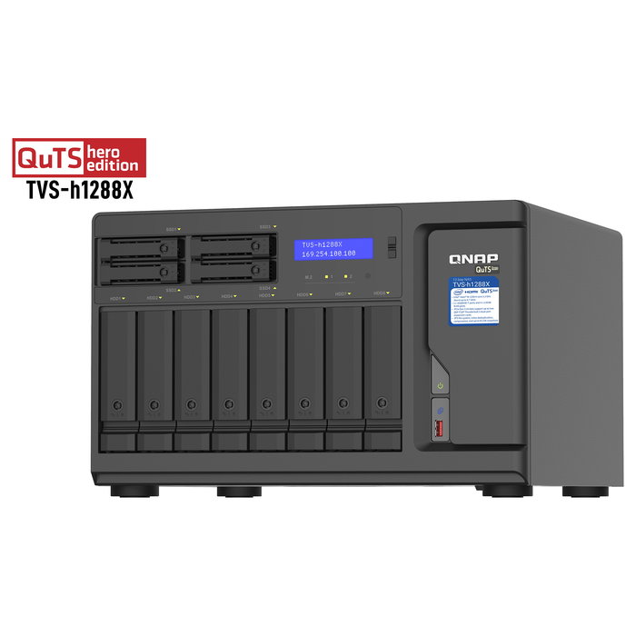 QNAP TVS-h1288X-W1250-16G NAS de Torre de 12 Bahías con Procesador Intel Xeon W-1250, 16 GB RAM DDR4, ZFS, 10GbE