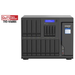 QNAP TVS-h1688X-W1250-32G NAS Torre 16 Bahías con Procesador Intel Xeon W-1250, 32 GB DDR4, 6 Puertos LAN y Sistema Operativo QuTS hero
