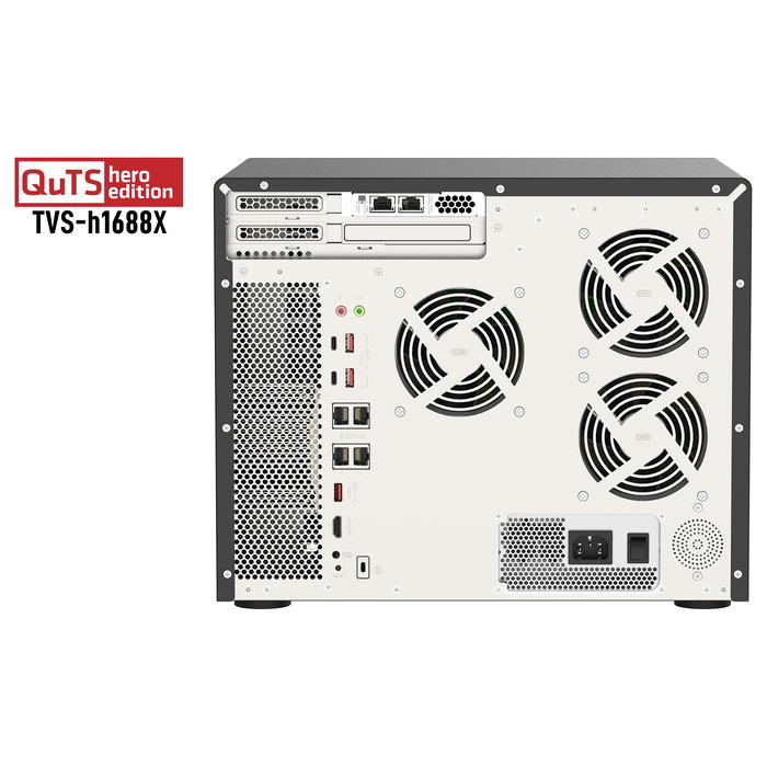 QNAP TVS-h1688X-W1250-32G, NAS Torre 16 Bahías, Intel Xeon W-1250 6 núcleos, 32 GB DDR4, 10 GbE, RAID, QuTS hero, Para Pymes