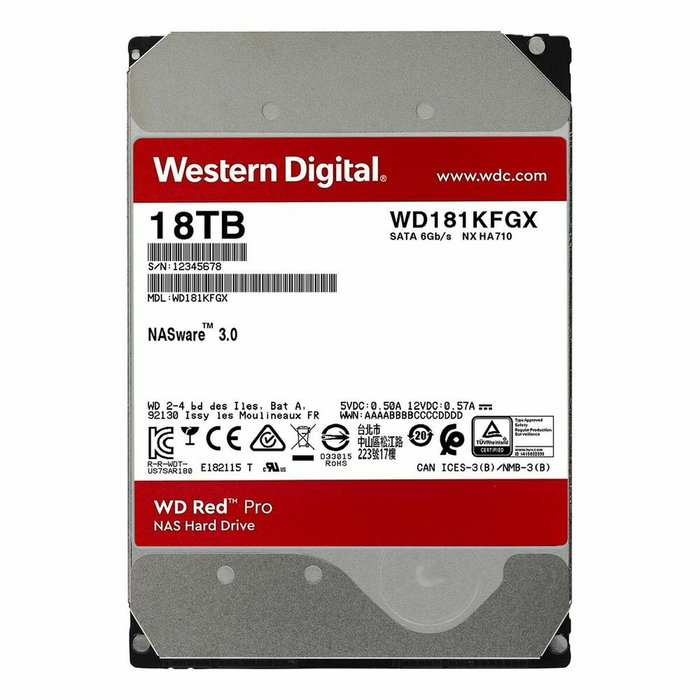 Western Digital Red Pro 18 TB 7200 RPM 512 MB SATA 3.5 pulg. WD181KFGX