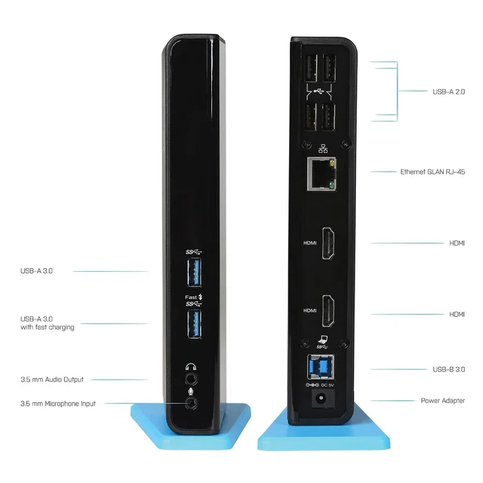 i-tec Docking Station USB 3.0/Type-C con 2x Puertos HDMI, LAN Gigabit, 2x USB 3.0, 4x USB 2.0, Audio/Mic para Portátil, Compatible con Windows, macOS