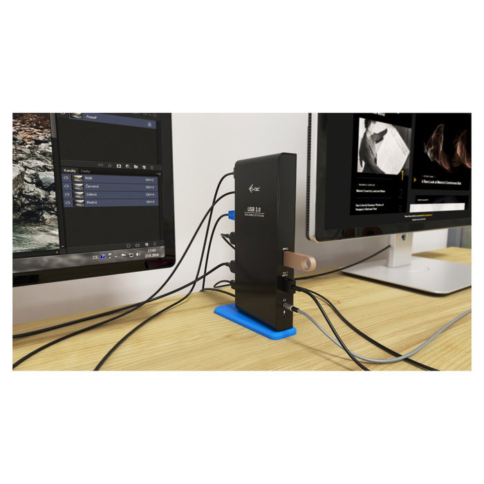 I-tec USB 3.0/USB-C Dual HDMI Docking Station ADA - 2x HDMI, Gigabit LAN, 6x USB, Audio, Mic, con Cable
