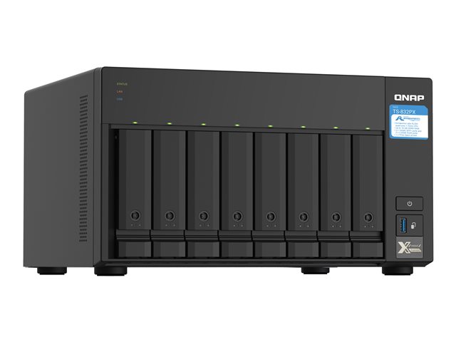 QNAP TS-832PX-4G Servidor NAS de 8 Bahías Hot-Swap, con 4GB RAM, 2x 2.5GbE y 2x 10GbE SFP+, Procesador Quad-Core Alpine AL-324 a 1.7 GHz