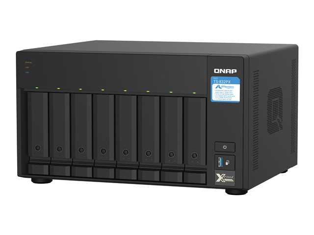 QNAP TS-832PX-4G Servidor NAS de 8 Bahías Hot-Swap, con 4GB RAM, 2x 2.5GbE y 2x 10GbE SFP+, Procesador Quad-Core Alpine AL-324 a 1.7 GHz
