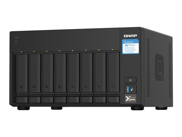 QNAP TS-832PX-4G Servidor NAS de 8 Bahías Hot-Swap, con 4GB RAM, 2x 2.5GbE y 2x 10GbE SFP+, Procesador Quad-Core Alpine AL-324 a 1.7 GHz