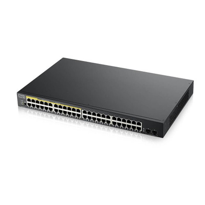 Zyxel Switch Gestionado EU0101F, 50 Puertos Gigabit Ethernet con PoE, Negro