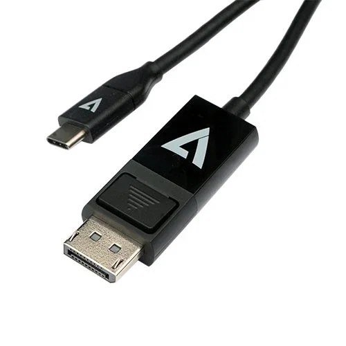 V7 V7UCDP-2M Cable Adaptador USB-C a DisplayPort 1.2 (Macho-Macho) 2 m, 21.6 Gbps, 4K UHD a 60 Hz, Plug & Play, Negro