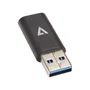 V7 Adaptador USB A (Macho) a USB C (Hembra) V7USB3AC, USB 3.2 Gen 1, 5Gbps, Color Negro, Plug and Play