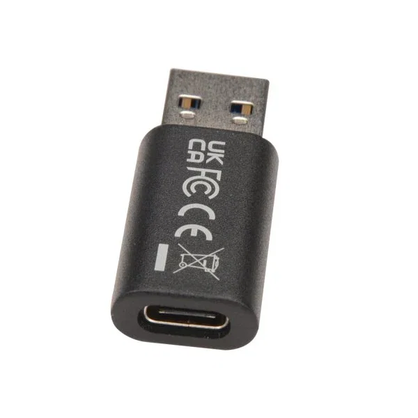 V7 Adaptador USB A (Macho) a USB C (Hembra) V7USB3AC, USB 3.2 Gen 1, 5Gbps, Color Negro, Plug and Play