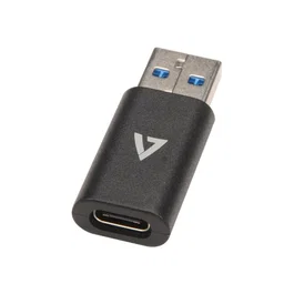 V7 Adaptador USB A (Macho) a USB C (Hembra) V7USB3AC, USB 3.2 Gen 1, 5Gbps, Color Negro, Plug and Play