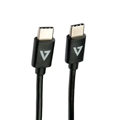 V7 V7USB2C-1M Cable USB C a USB C 2.0 de 1 Metro, Negro - 480 Mbps, Carga 3A, para Transferencia de Datos y Energía