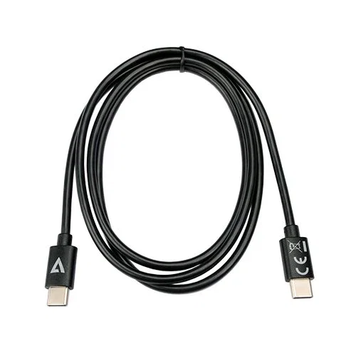 V7 V7USB2C-1M Cable USB C a USB C 2.0 de 1 Metro, Negro - 480 Mbps, Carga 3A, para Transferencia de Datos y Energía
