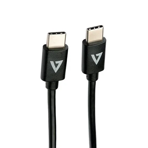 V7 V7USB2C-1M Cable USB C a USB C 2.0 de 1 Metro, Negro - 480 Mbps, Carga 3A, para Transferencia de Datos y Energía