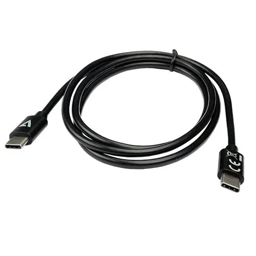 V7 V7USB2C-1M Cable USB C a USB C 2.0 de 1 Metro, Negro - 480 Mbps, Carga 3A, para Transferencia de Datos y Energía