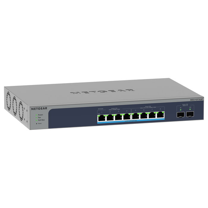 NETGEAR MS510TXUP Conmutador Gestionado L2/L3/L4 8 Puertos PoE++ (60W) + 2 SFP+ 10G Ethernet, Montaje en Rack, 140 Gbit/s
