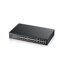 Zyxel GS1100-24E - Switch Gigabit Ethernet No Administrado de 24 Puertos (10/100/1000 Mbps), Capacidad 48 Gbit/s, Montaje Rack/Pared