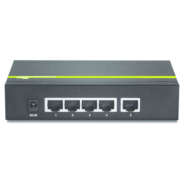 TRENDnet TPE-TG50g Switch de 5 Puertos Gigabit No Administrado con PoE+ (PoE Plus), Negro, 4 Puertos PoE, Presupuesto 31W