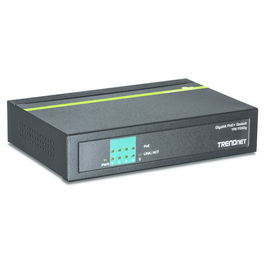TRENDnet TPE-TG50g Switch de 5 Puertos Gigabit No Administrado con PoE+ (PoE Plus), Negro, 4 Puertos PoE, Presupuesto 31W