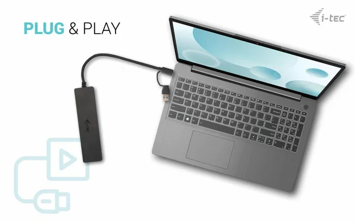 i-tec C31HUBMETAL2A2C Hub USB-C de 4 Puertos (2x USB-A 3.2, 2x USB-C 3.2) 10 Gbps, Metal, Negro, Plug & Play, Compatible con Windows, Mac, Android