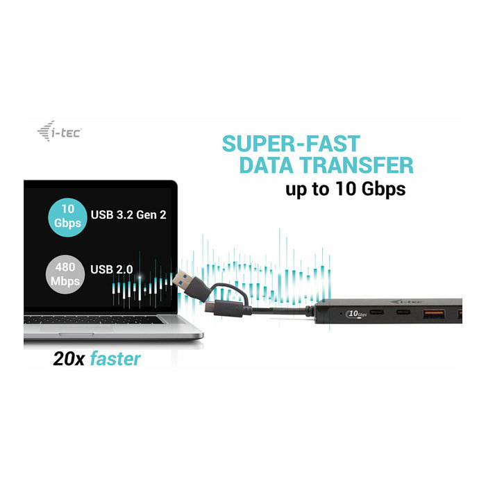 I-Tec USB-C Hub 2+2x USB-C/A Perp USB-C Metal Hub 2x USB-C 2x USB-A