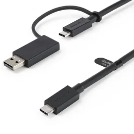 StarTech.com USBCCADP Cable USB-C a USB-C 3.2 Gen 2 (10Gbps) de 1m con Adaptador a USB-A 3.2 Gen 1, Negro, 100W PD 3.0, para Carga y Datos, para Portátiles, Docks y Periféricos