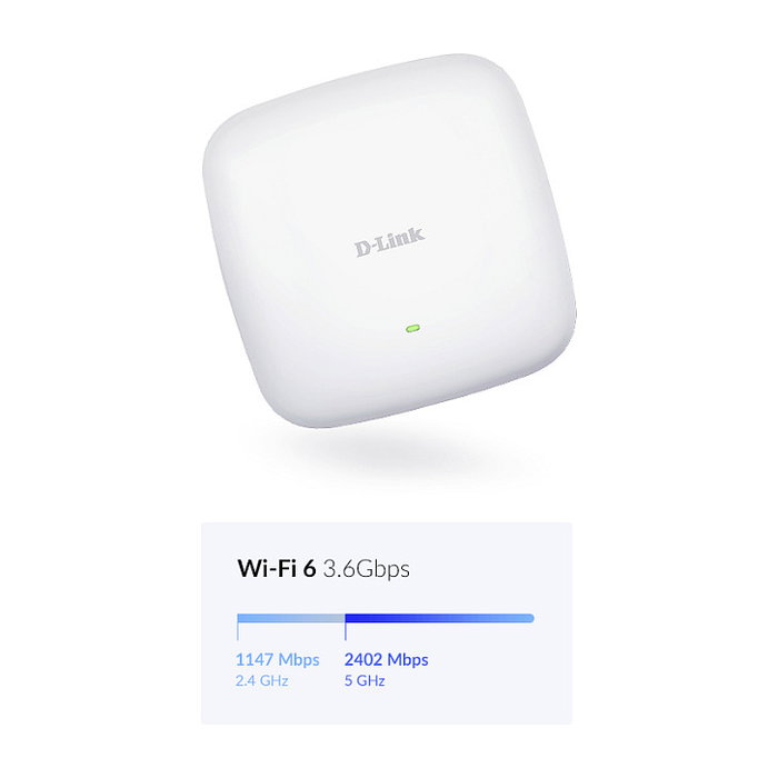D-Link DAP-X2850 AX3600 WiFi 6 Dual-Band Punto de Acceso PoE 3600 Mbps con 4 Antenas para Montaje en Techo/Pared, Blanco D-Link DAP-X2850 AX3600 WiFi 6 Dual-Band Punto de Acceso PoE 3600 Mbps con 4 Antenas para Montaje en Techo/Pared, Blanco
