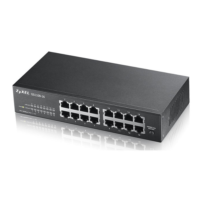 Zyxel GS1100-16 V3 Switch de red de 16 puertos Gigabit Ethernet no administrado Zyxel GS1100-16 V3 Switch de red de 16 puertos Gigabit Ethernet no administrado