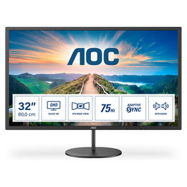 AOC Q32V4 Monitor Gaming de 32 Pulgadas / 80 cm 2K QHD (2560 x 1440) IPS 75Hz 4ms sRGB 102% VESA 100x100 Negro con Altavoces HDMI DisplayPort