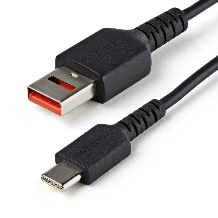 StarTech Cable de Carga Segura USB-A a USB-C USBSCHAC1M - Bloqueador de Datos - Solo Carga 5V/2.4A 12W - Longitud 1m - Negro
