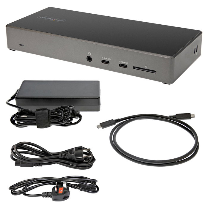 StarTech.com Docking Station USB-C para 3 Monitores 4K con 100W PD, Gris y Negro StarTech.com Docking Station USB-C para 3 Monitores 4K con 100W PD, Gris y Negro