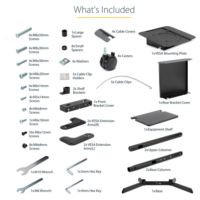 StarTech Carrito Móvil para TV de 37 a 70 Pulgadas con Ruedas y Altura Ajustable