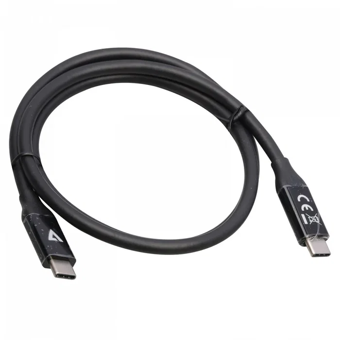 V7 V7USB4-80CM Cable USB4 USB-C 0.8 m Negro, Transferencia 40 Gbps, Carga 100W, Triple Blindado, Certificaciones CE/FCC/RoHS