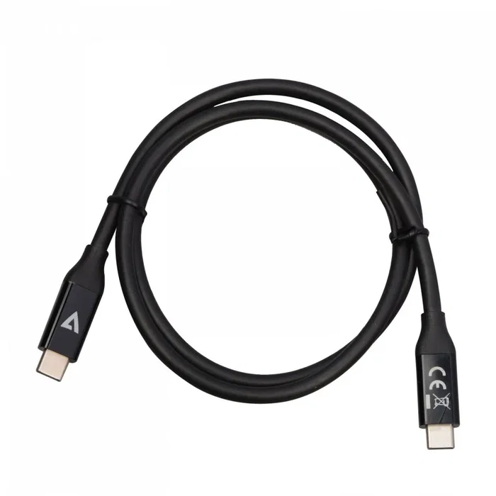 V7 V7USB4-80CM Cable USB4 USB-C 0.8 m Negro, Transferencia 40 Gbps, Carga 100W, Triple Blindado, Certificaciones CE/FCC/RoHS