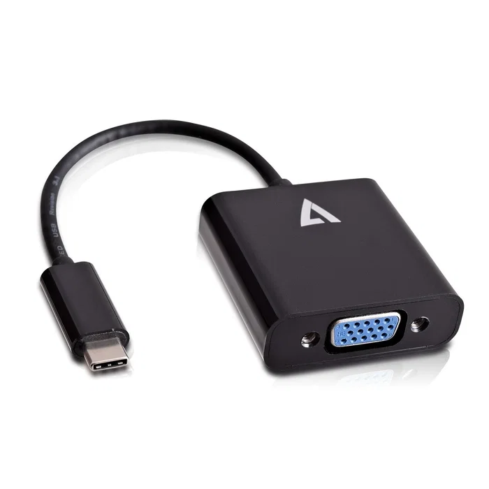 V7 V7UCVGA-BLK-1E Adaptador Gráfico USB-C Macho a VGA Hembra, Resolución Full HD 1920x1080, Negro