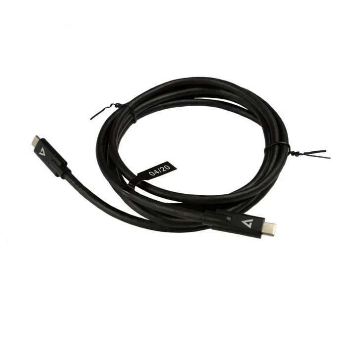V7 Cable USB-C a USB-C Macho 2m Negro V7UCC-2M-BLK-1E - Para Carga Rápida y Transferencia de Datos