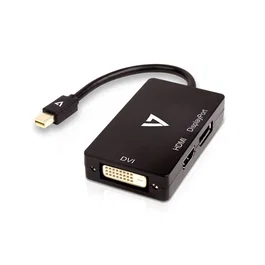 V7 V7MDP-DPDVIHDMI-1E Adaptador Mini DisplayPort Macho a DisplayPort / DVI / HDMI Hembra, 0.1m, Negro, Plug and Play